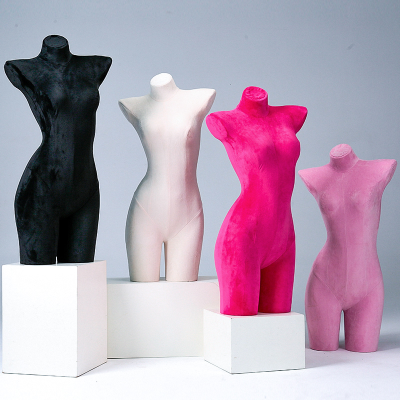 服装店彩色丝绒内衣模特道具女半身人台文胸展示架人体内裤模特架