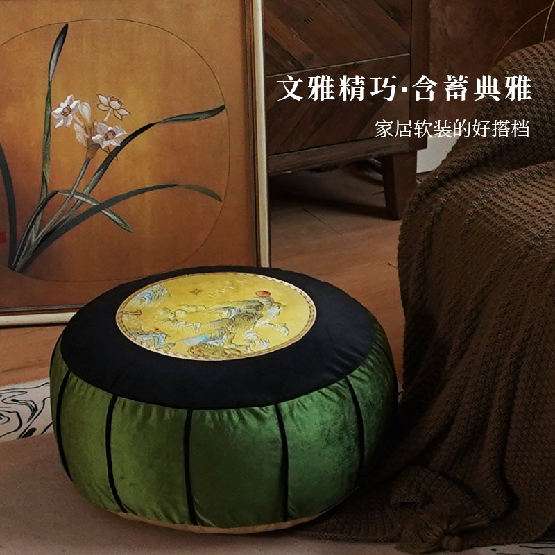 中式美学蒲团坐垫客厅阳台地上看书追剧坐墩飘R窗懒人矮凳脚踏软