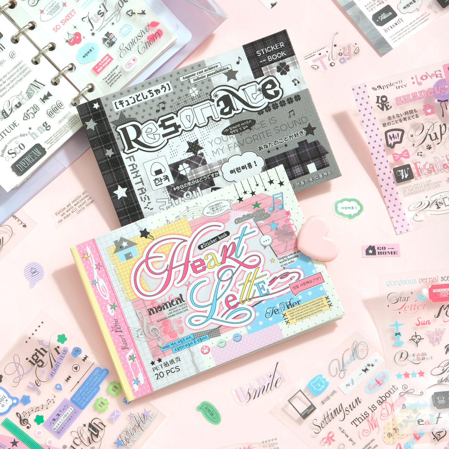 M5折页手帐文字贴纸本 极简韩系ins风盐系文艺拼贴素材咕卡贴纸书