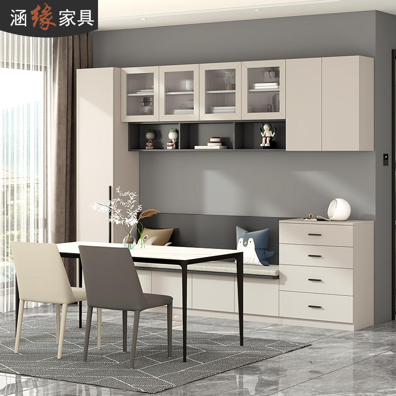 现代简约卡座餐边柜一体靠墙高柜家用小户型轻奢岩板餐桌7G168