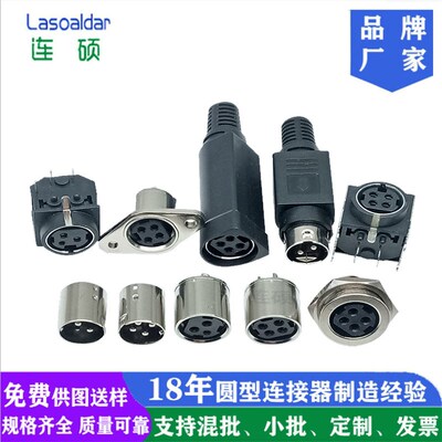 KPJX-PM-4S DC Power Connectors 3P4PN PANEL MT POWER MINI DIN