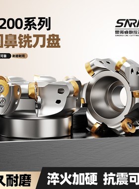 R200系列圆鼻面铣刀盘R5 R6 R8 R10 RCKT10T3 1204铣床开粗飞刀盘