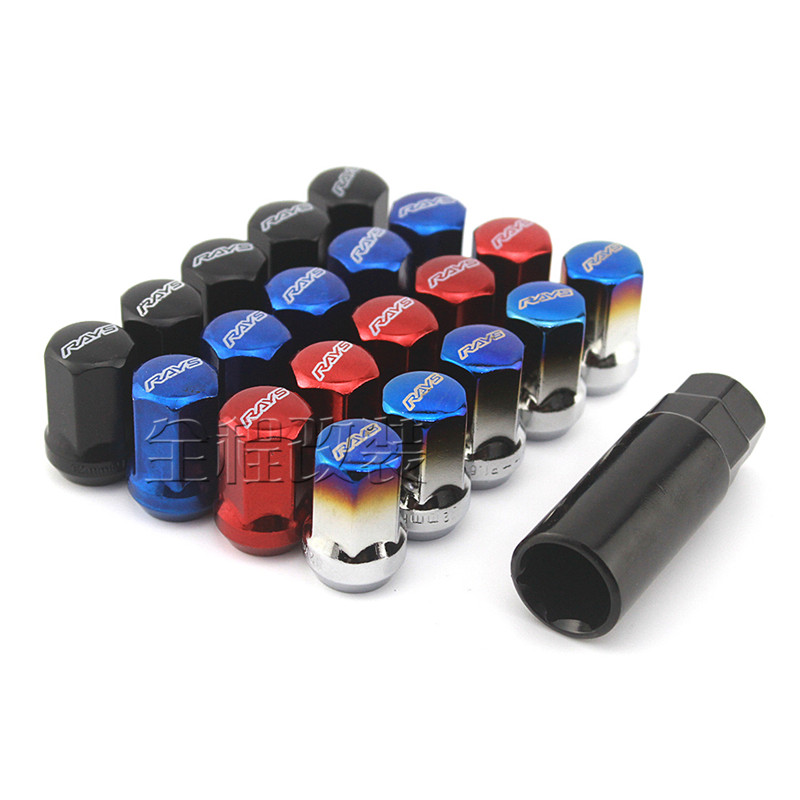 汽车改装锻造钢轮毂螺丝 GK5锐志马六福克斯外六角17号烤蓝螺母帽