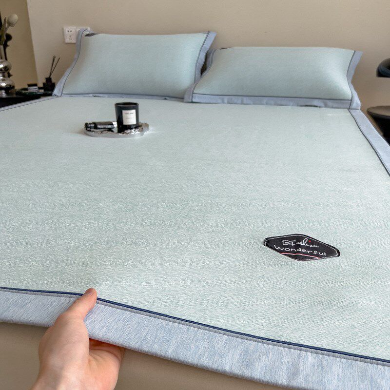 夏季冰丝凉席三件套学生宿舍单双人床上用品夏凉席冰丝席可机水洗