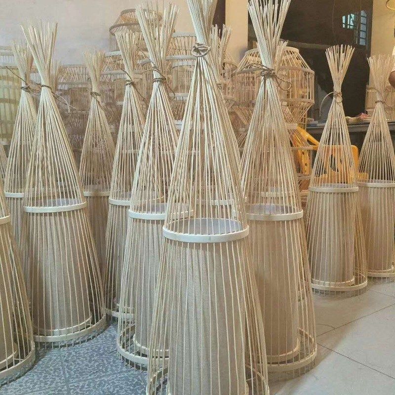 日式餐厅藤艺吊灯复古鸟巢草帽藤编灯罩厂家直销工程定制竹编吊灯