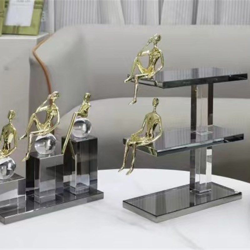 现代简约创意几何水晶金属小金人样板房样板房酒柜酒柜客厅客厅,特色手工艺,其他特色工艺品,淘宝优惠券,粉丝福利购,淘宝优惠卷