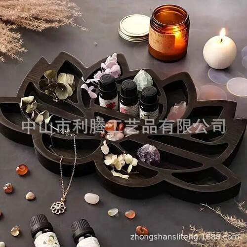 跨境wood crystal shelf热销木质多层水晶装饰挂架莲花架收纳挂件