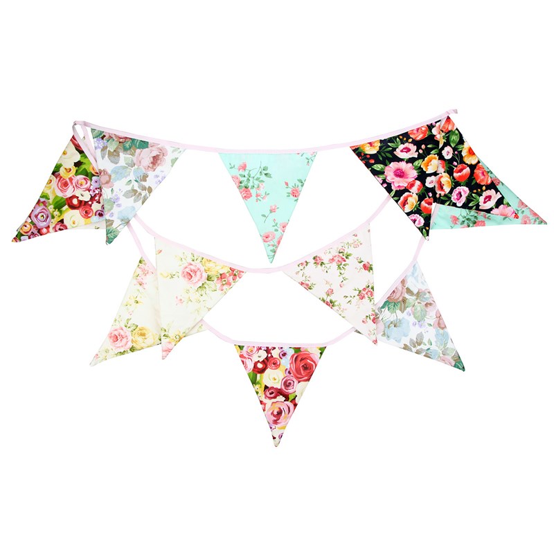 大尺寸多色棉布三角旗生日派对挂旗婚庆派对彩旗户外露营帐篷旗