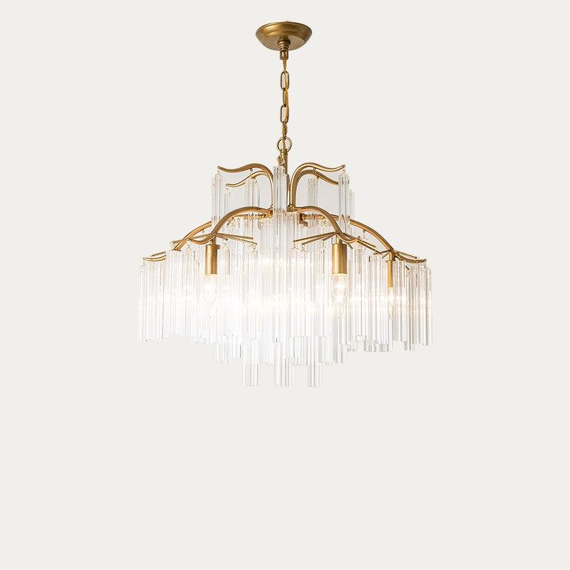 促销美式乡村时尚铁艺客厅餐厅吊灯别墅酒店简美式轻奢水晶条吊灯