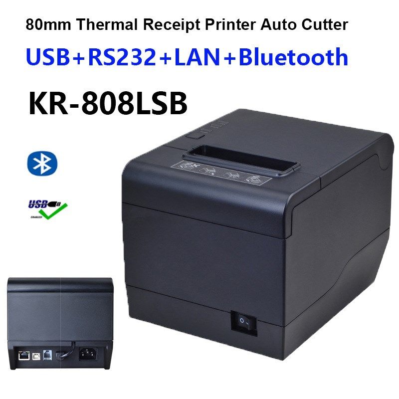 80MM热敏票据打印机自动切纸300高速打印超市收银餐饮外卖打印机