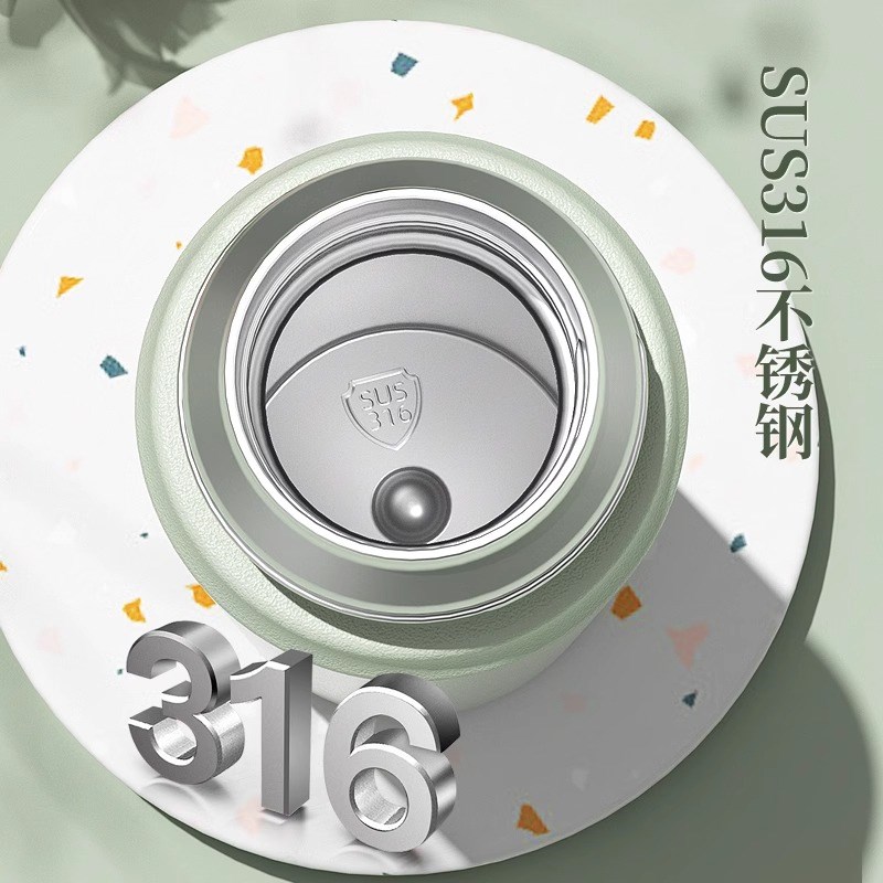 时尚女士高级保温杯上学水杯女2024新款简约便携杯子显温