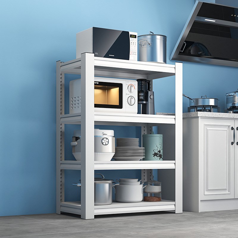 白色置物架落地多层收纳架厨房微波炉烤箱家用储物架客厅阳台