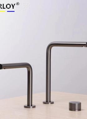 ll全铜分艺体式单双240315孔面盆冷热把水龙头洗脸盆款术盆枪灰色