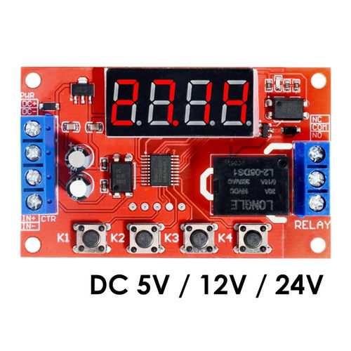 延时时间继电器模块5V12V24V定时可编程光耦隔离脉冲循环断电触发
