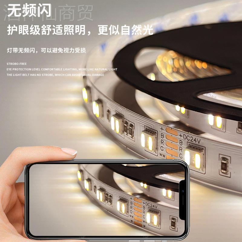 L色ED灯2V5带050七ESJ彩RGBCW4五合一智能变跑马灯条智能控制