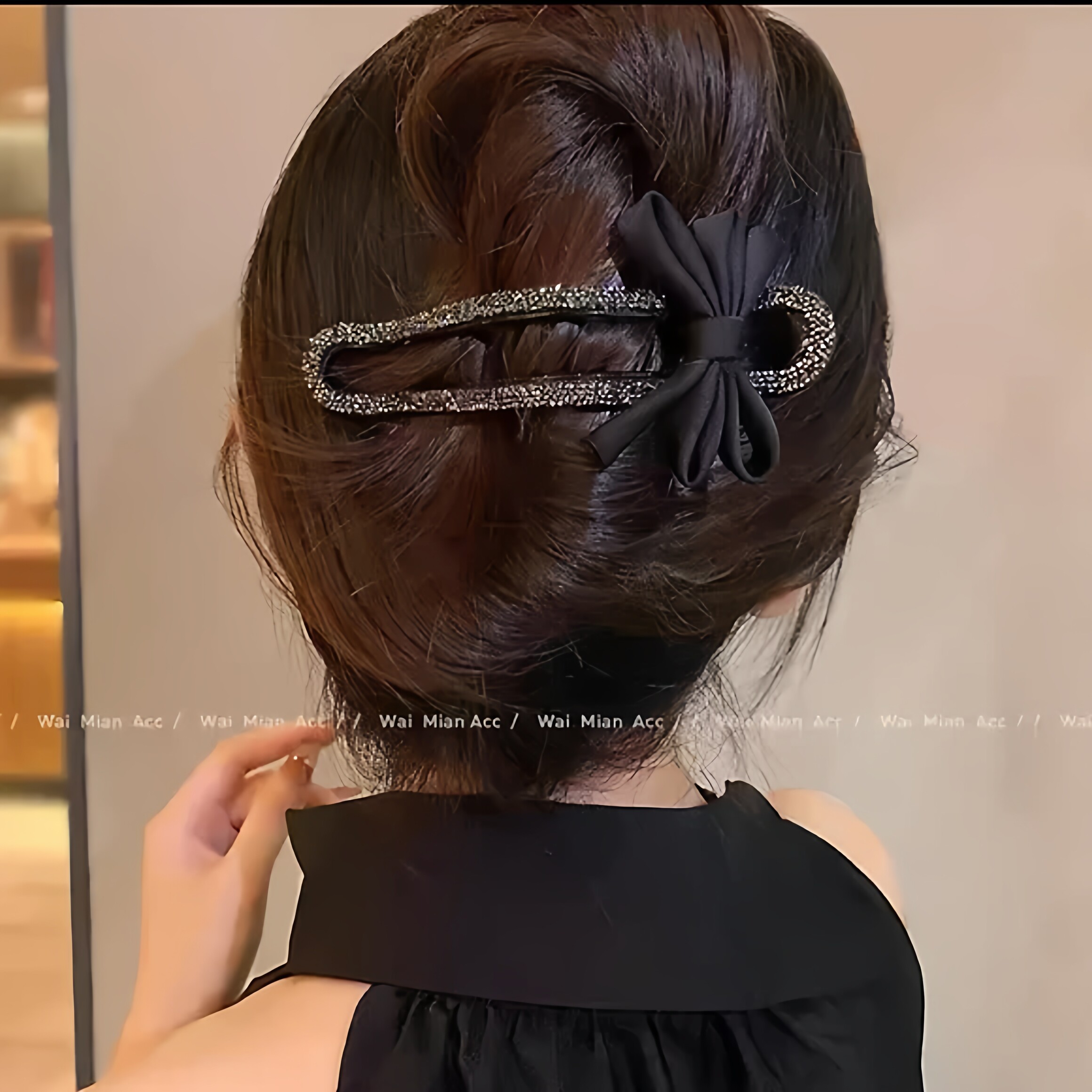 侧边刘海碎发鸭嘴夹子头饰发卡发夹女蝴蝶结碎钻高级感后脑勺头饰