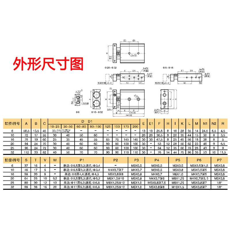 EMC亿太诺气缸EXS双活塞气缸双轴缸经6 10 16 20 25 32
