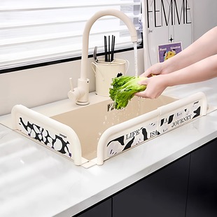 可伸缩水槽水池挡水板挡水条厨房边缘防溅水挡板洗手台防水挡条