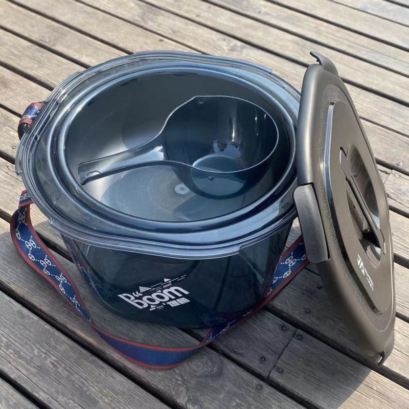 开饵桶多功能手提饵料桶四件套透明开饵盆带盖可