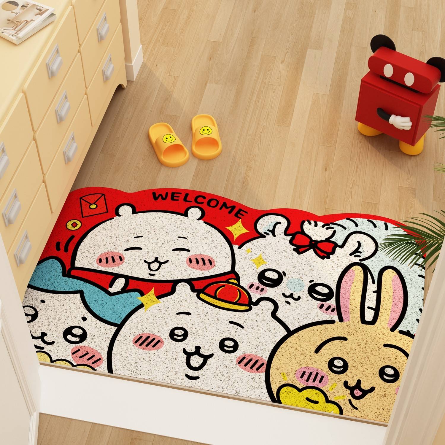 chiikawa吉伊卡哇入户地垫丝圈门垫家用防滑脚垫户外门口蹭脚地毯