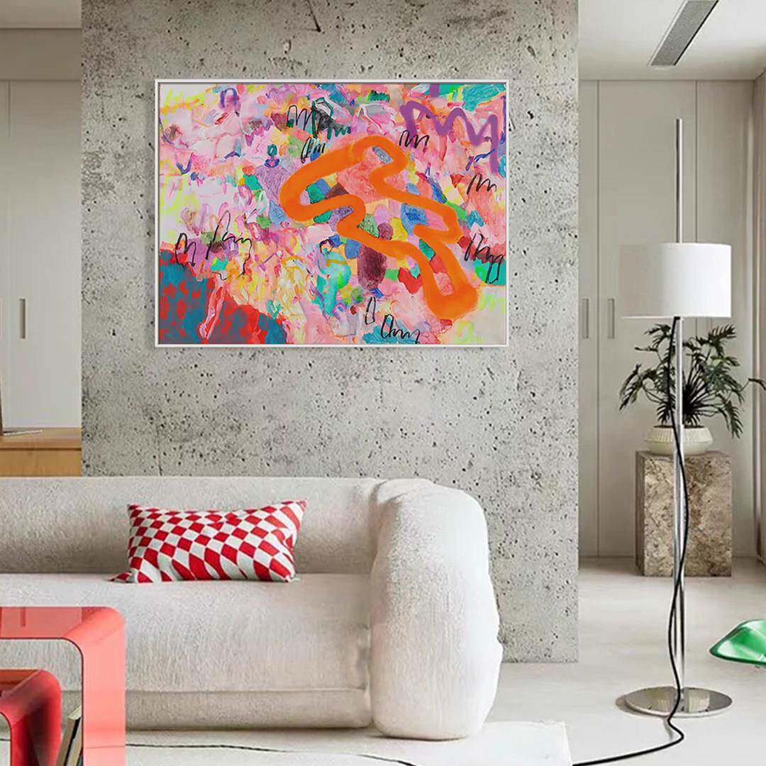 抽象艺画杨述版客厅杨述无餐厅玄关装饰画别墅寸办公室挂画画大尺