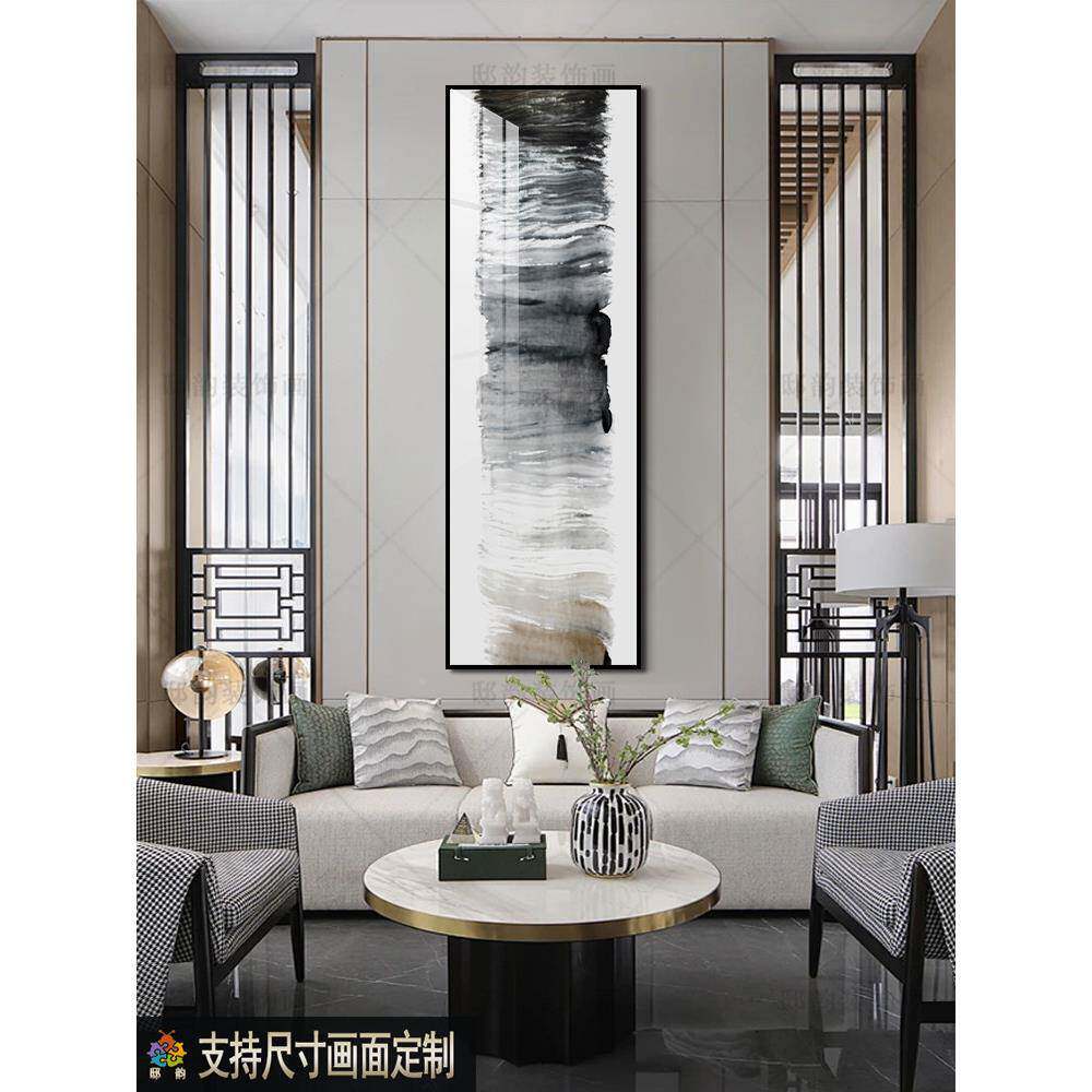 店民走廊过道大厅挂画象侘寂风宿抽装饰画酒256现代竖长条无框画
