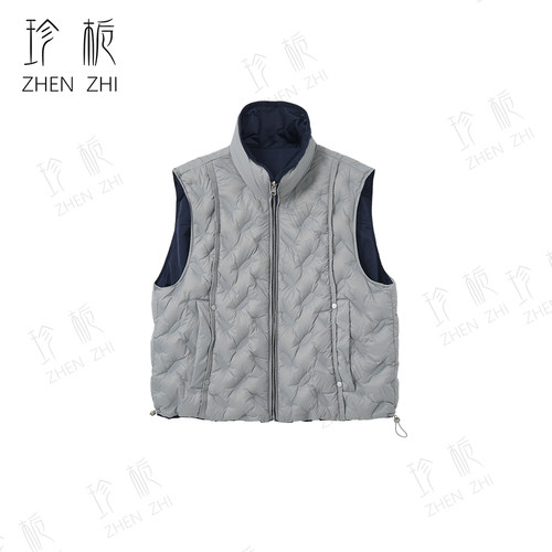 冬季新款显瘦休闲百搭宽松立领保暖简约双面穿白鸭绒马甲HY017W