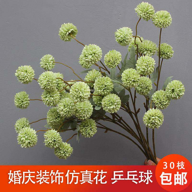 枝装仿花婚庆球花材AMpHwmWZ乓新款球菊乒婚礼拍照道真具假花葱球