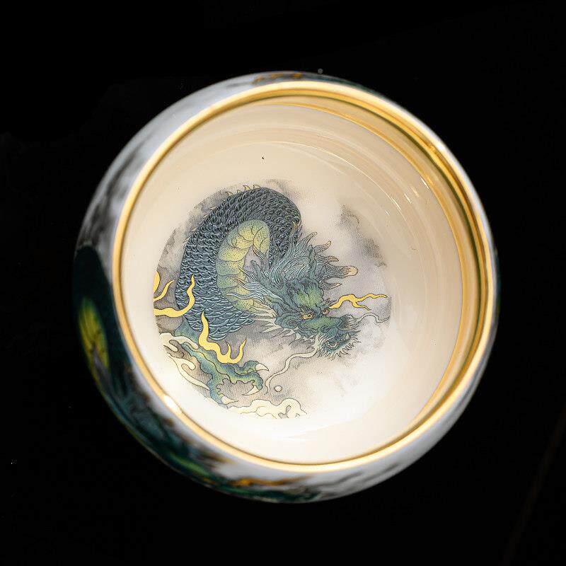 脂周鸿杰青龙金建盏主人杯纯金茶杯盏个EFB人专用茶羊玉鎏金杯