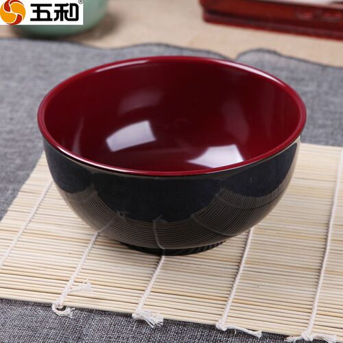 五和双色碗S10k6大号密胺汤碗拉面 面碗加厚加深口径17cm