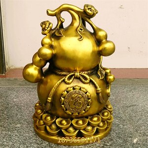 纯铜葫芦招财葫芦元宝葫芦八A宝葫芦家居铜器工艺品摆件大号