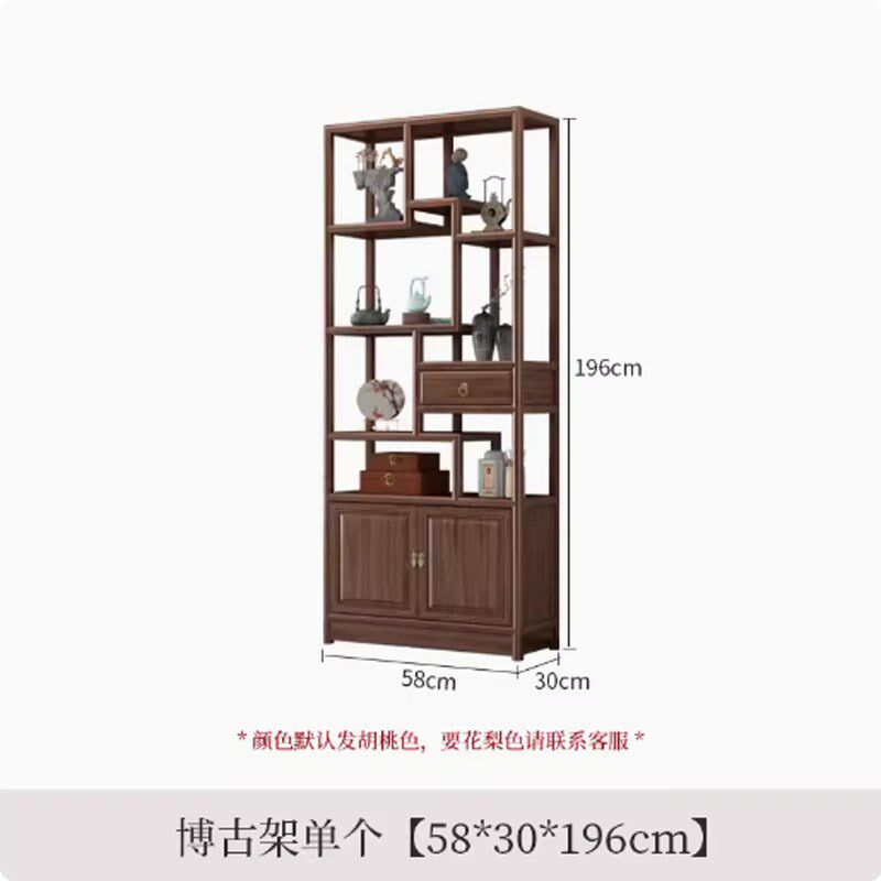 中式博古架茶叶架展示柜实木多宝阁新小型隔断客厅置物架金花梨木