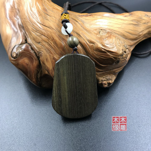 金丝楠木阴沉木牛牌 绿色木头雕刻D生肖牛牌子 生肖牛挂件吊坠项
