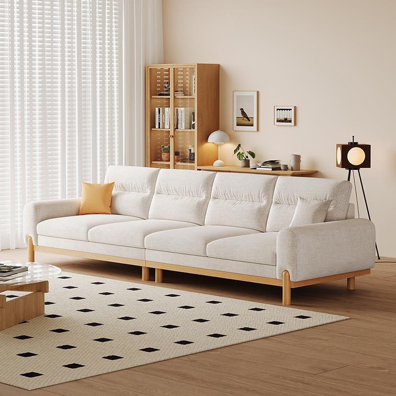 原木风可拆洗棉麻布艺沙发客厅小户型直排简约现代猫抓绒贵妃沙发