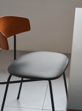 minimore余晖餐椅北欧日式复古轻奢实木软包家用餐桌椅靠背椅