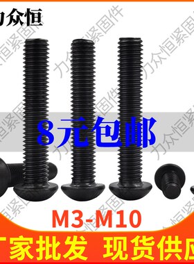 M1.6M2M2.5M3*x9x11x13x15x17x19黑色12.9级圆头内六角螺丝钉盘头