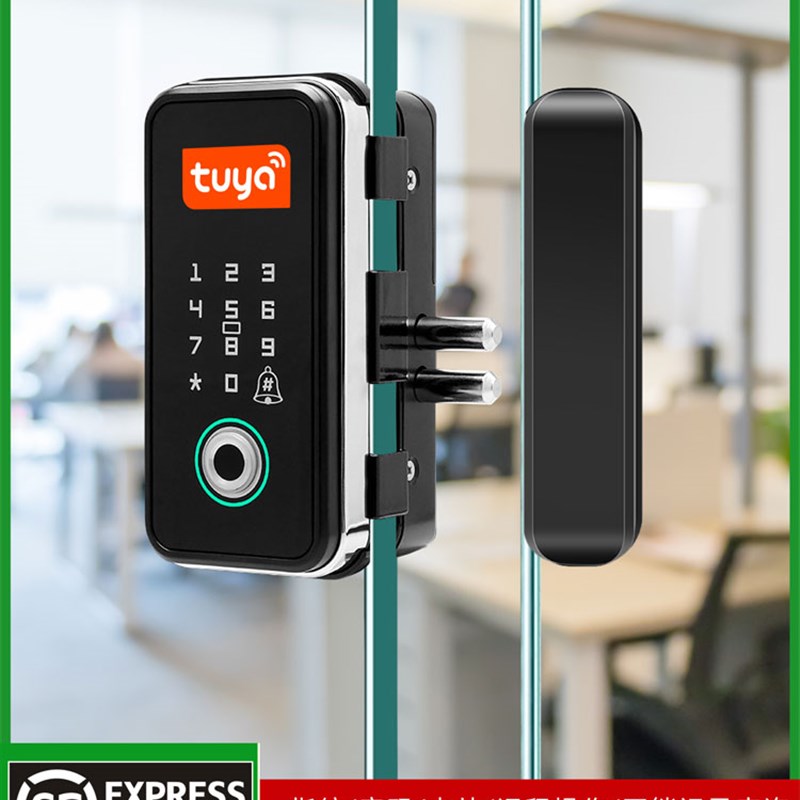 玻璃门锁指纹免开孔有框无框单双开办公室远程智能电子门禁密码锁