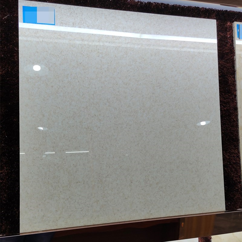 800亮光浅米白爆米花微晶石瓷砖 客餐厅厨卫过道简约现代地砖室内