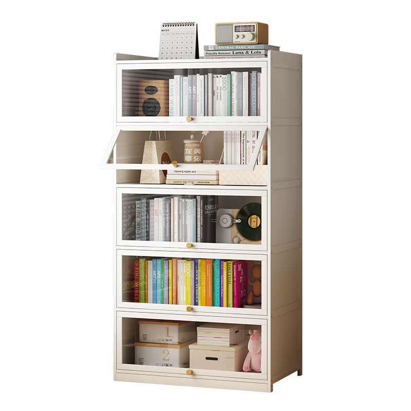 书架落地置物架多层简易家用儿童学生带门书柜储物一体靠墙展示柜