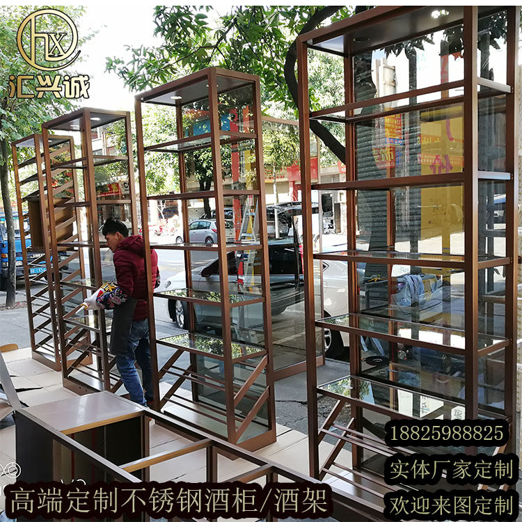 不锈钢酒架定制 酒窖专用不锈钢酒柜装饰 别墅不锈.钢酒柜定制