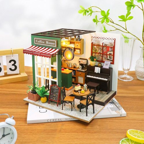 午后咖啡馆模型屋diy小屋手工女孩F艺术屋清新手工拼装小房子店铺