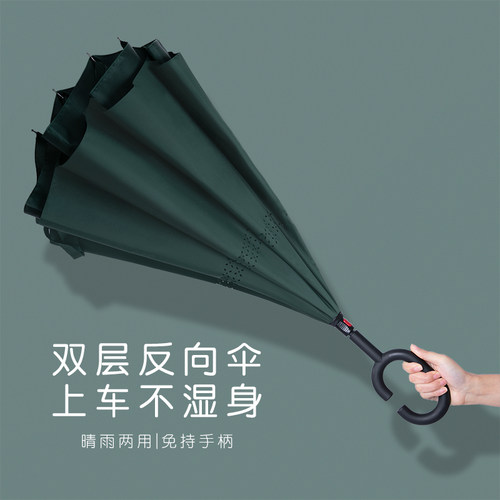 纯色雨伞反向伞男女商务大t号双人车用车载晴雨两用伞加大长柄雨