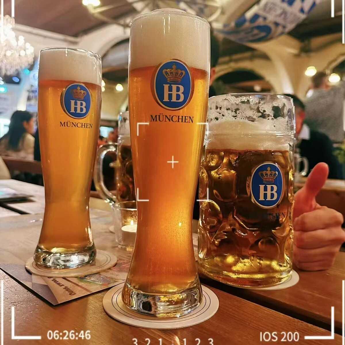 德国慕尼黑皇家HB啤酒杯超大容量玻璃扎啤杯酒吧专用网红精酿杯子
