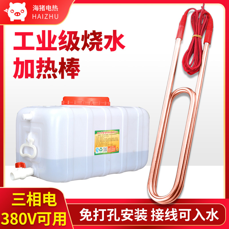 工业大功率加热棒220V浴池潜水箱桶三相电热管380V养殖塑料烧水器