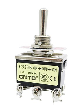 CNTD昌得钮子开关C523B六脚三档开关自锁 1322钮子拨档开关