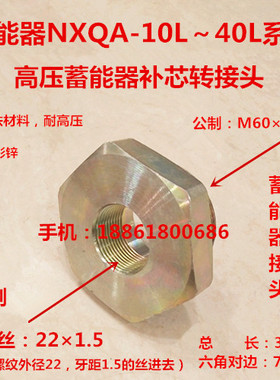 蓄能器补芯接头M602转内丝M221.5储能器高压液压转接头2260