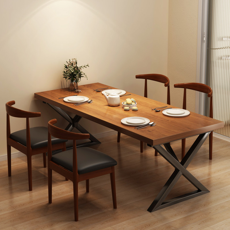 餐桌家用小户型吃饭桌子实木色工业风酒吧北欧饭店商用餐桌椅组合