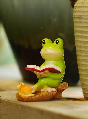 桌面青蛙手机平板支架办公书桌可爱摆件花园微景观造景装饰品礼物