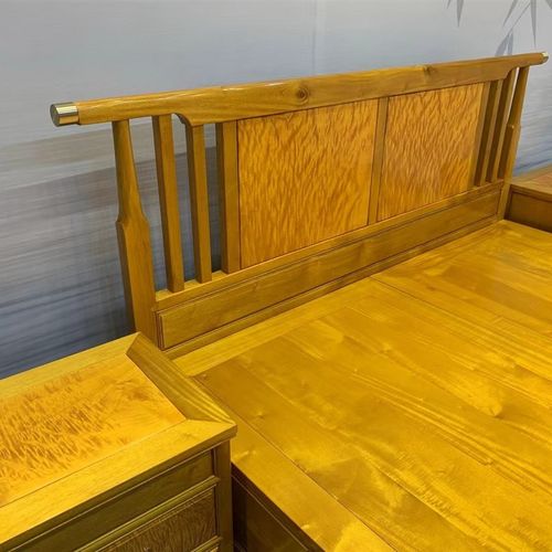 金丝楠木家具高低双人床架子床小叶桢楠古典中式主卧红木婚床新款