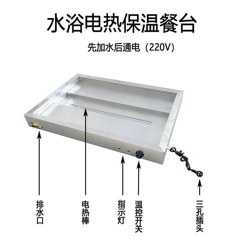 浅型快餐保温台商用加热台式自助小碗蒸菜卤味不锈钢玻璃罩售卖炉